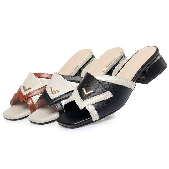 Damen Mules mit modernem Design und elegantem Blockabsatz EB