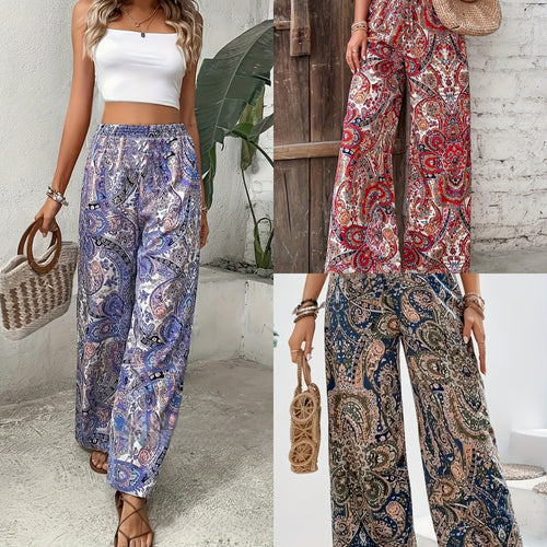 Damen Weite Trendhose im Paisleymuster EB