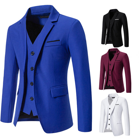 Herren nan elegantes Einreiher-Sakko mit passender Weste und schmalem Business-Schnitt EB