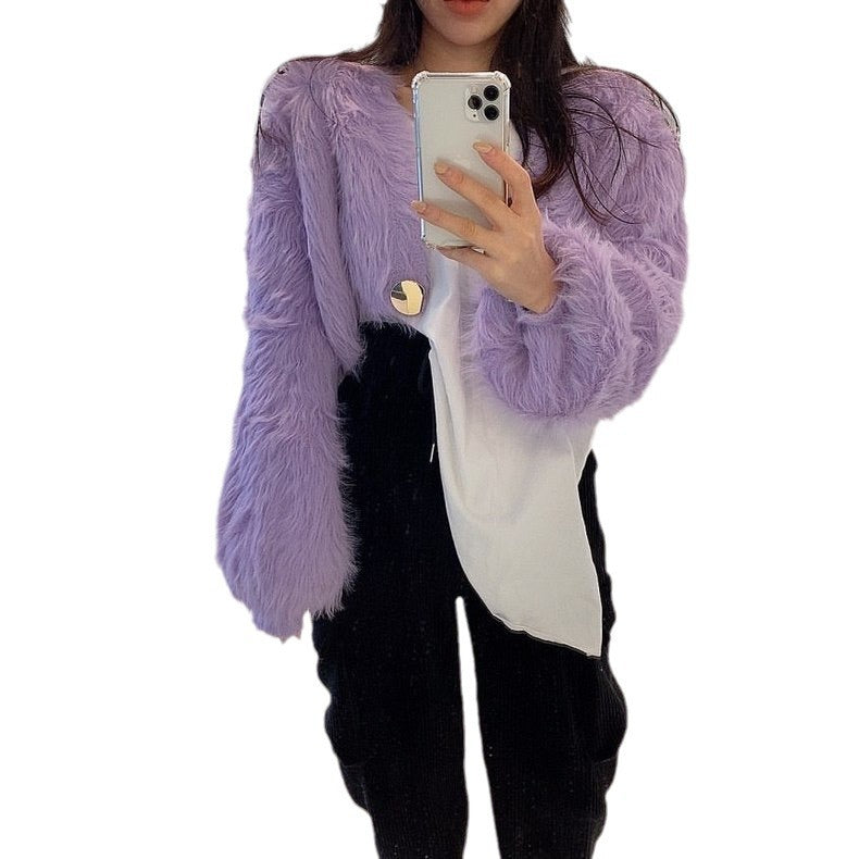 Damen kuschelige Bolerojacke im modischen und flauschigen Design EB