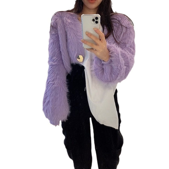 Damen kuschelige Bolerojacke im modischen und flauschigen Design EB