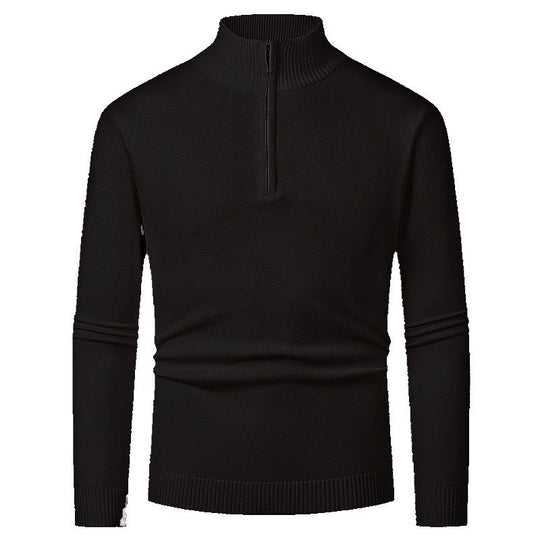 Herren Strickpullover mit hohem Kragen und halbem Reißverschluss EB