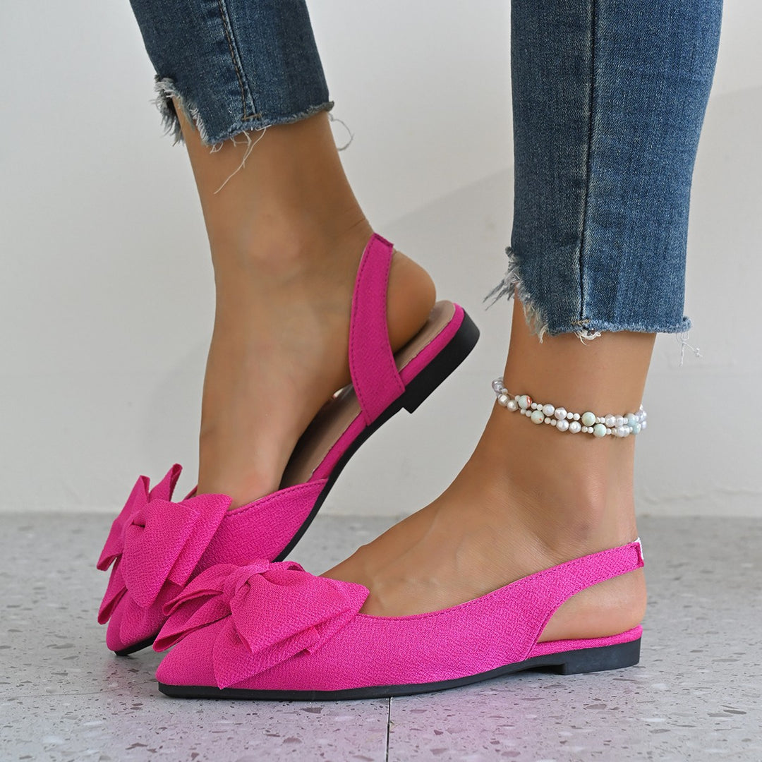 Damen Slingback-Pantoletten mit großem Schleifen-Design und komfortablem Fußbett EB