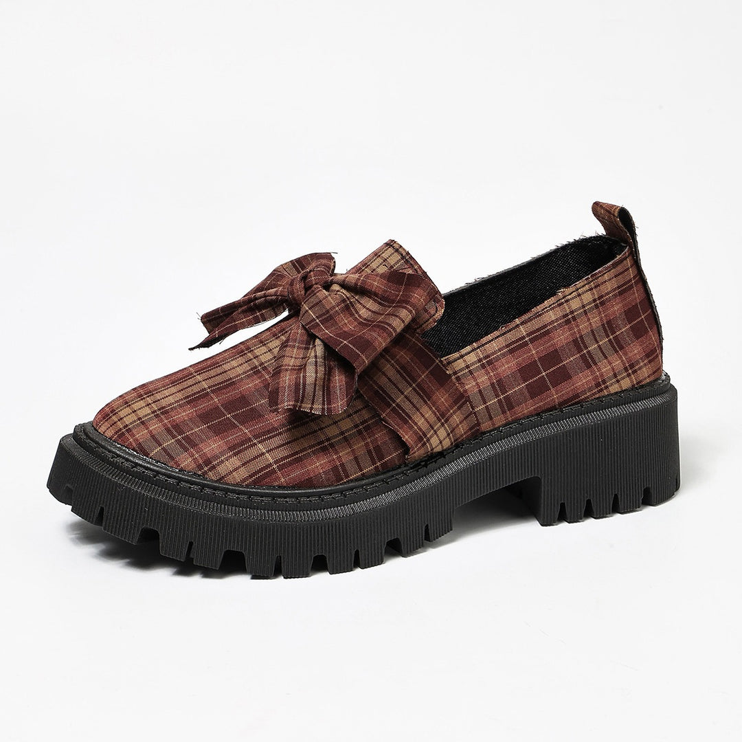 Damen Komfortable Slip-On Loafers mit dekorativer Schleifenapplikation und robustem Profil EB