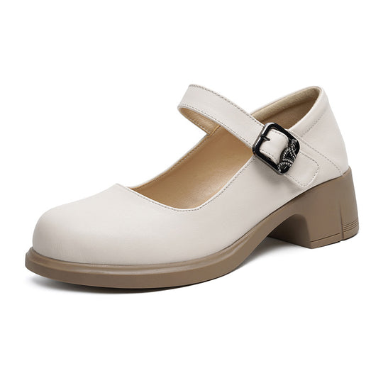 Damen Mary Jane Ballerinas mit elegantem Riemchen und komfortablem Blockabsatz EB