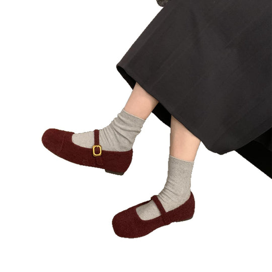 Damen Filz Ballerinas mit praktischem Riemchen und luxuriösem Innenfutter EB
