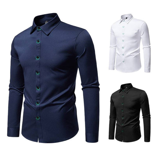 Herren Elegantes Langarmhemd mit kreativen Details EB