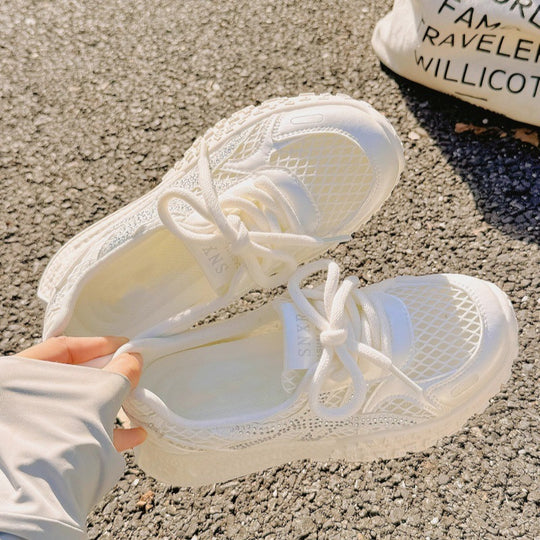 Damen Atmungsaktive Sneaker mit modischem Netzdesign und Glitzerakzenten EB