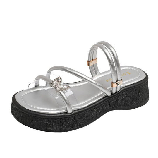 Damen Plateau-Sandalen mit elegantem Schmetterlingsdesign EB