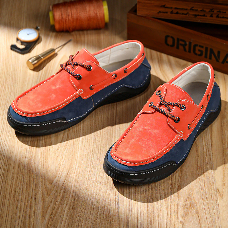 Herren Freizeit Leder Schuhe mit Wasserabweisender Sohle EB
