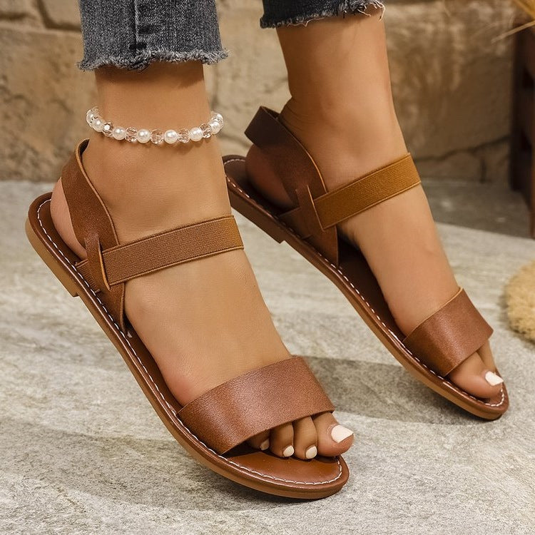 Damen Komfortable Zehentrenner-Sandalen mit elastischen Riemen EB