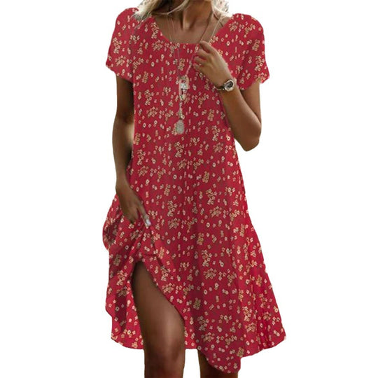Damen Freizeitkleid mit asymmetrischem Saum und Taschen EB