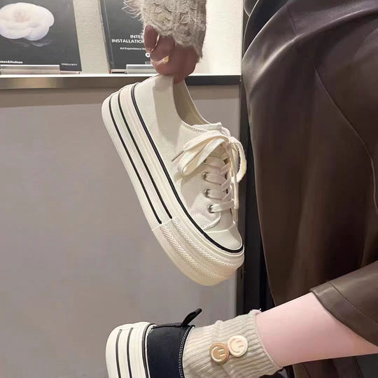 Damen Plateau Sneakers mit modischem Design und strapazierfähigem Obermaterial EB