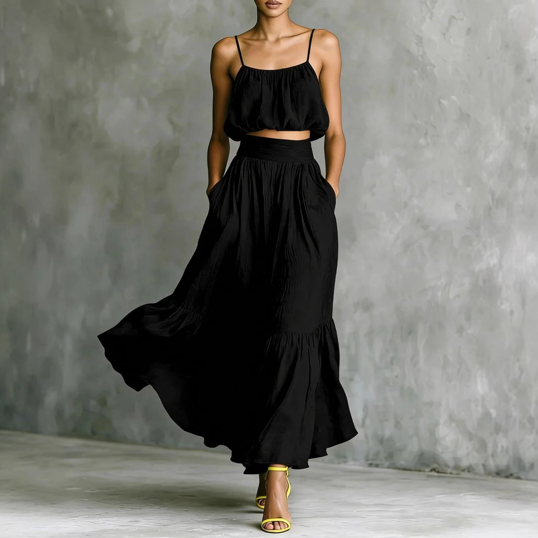Damen Sommerliches Zweiteiler-Kleid mit fließendem Schnitt und praktischen Taschen EB