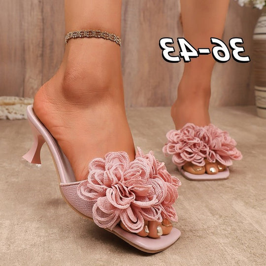 Damen elegante Hausschuhe mit floralen Applikationen EB