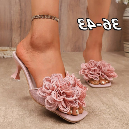 Damen elegante Hausschuhe mit floralen Applikationen EB