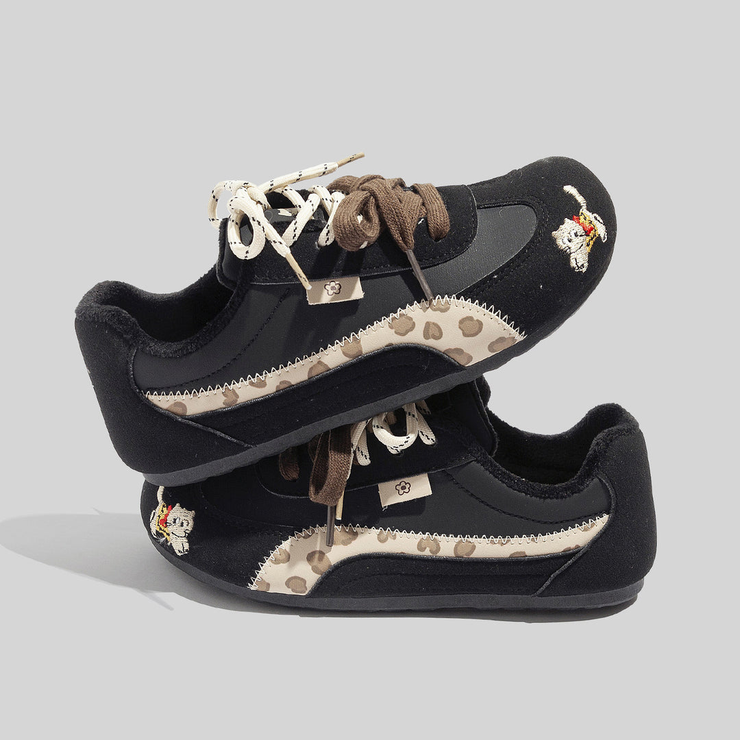 Damen Sneakers mit verspieltem Katzenmotiv und bequemer Dämpfung EB