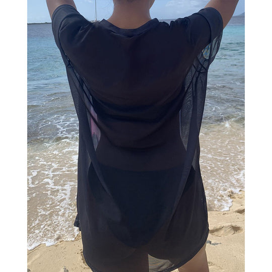 Damen Strand-T-Shirt mit tropischem Grafikdesign EB
