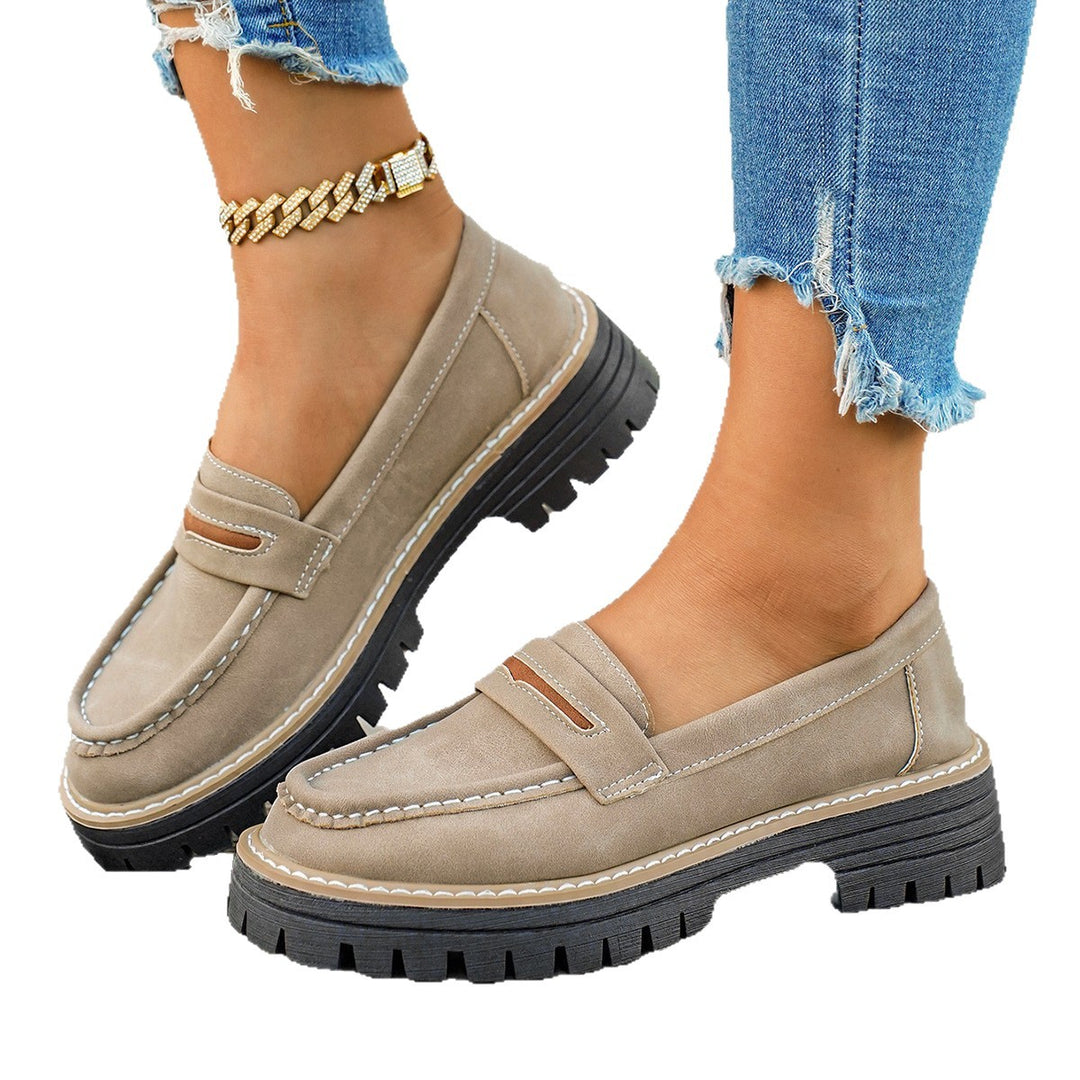 Damen Chunky Loafers mit rutschfester Sohle und dekorativem Riemen EB