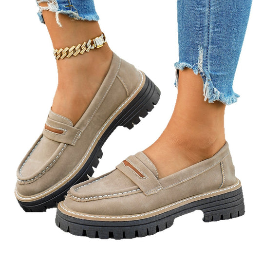 Damen Chunky Loafers mit rutschfester Sohle und dekorativem Riemen EB