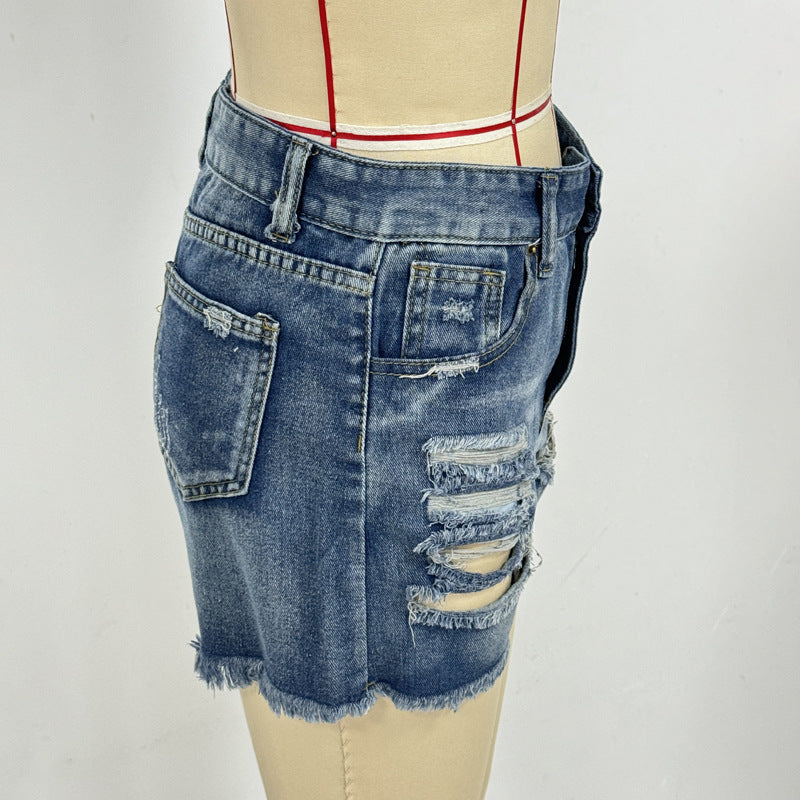 Damen Destroyed Denim Shorts EB