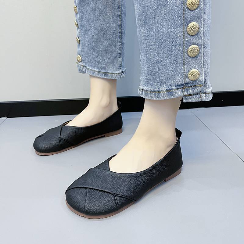 Damen Ballerinas mit modischem Kreuz-Design und bequemem Fußbett EB