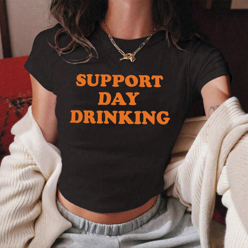 Damen Crop-T-Shirt mit kreativem Spruchdesign EB