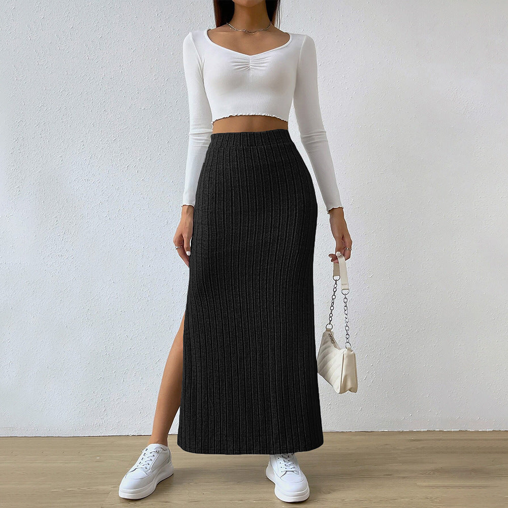 Damen gerippter Maxi-Rock mit hohem Bund, taillierter Stretchpassform und schmeichelnder Längsrippe Eichborn Berlin