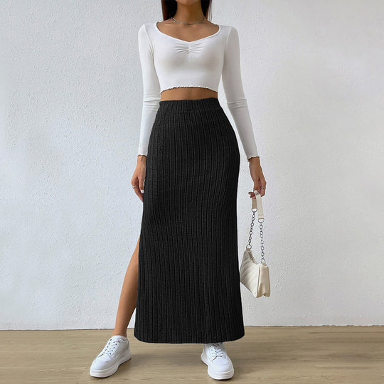 Damen gerippter Maxi-Rock mit hohem Bund, taillierter Stretchpassform und schmeichelnder Längsrippe Eichborn Berlin