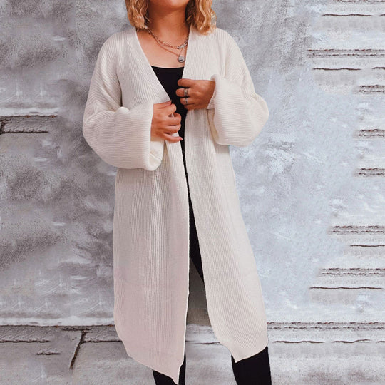 Damen lässiger Strickcardigan mit lässigen Oversize-Ärmeln und offenem Schnitt EB