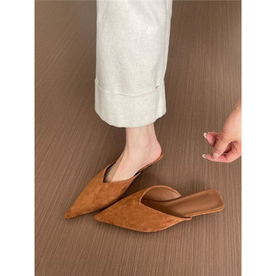 Damen spitze Mules mit elegantem Velourslederfutter EB