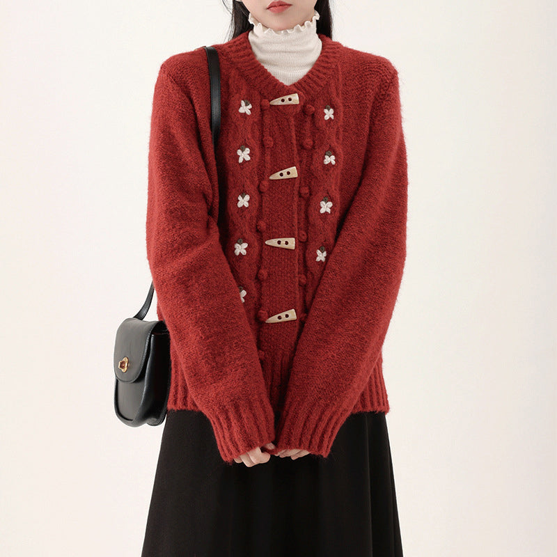EB | Strick Strickjacke mit Blumenmuster