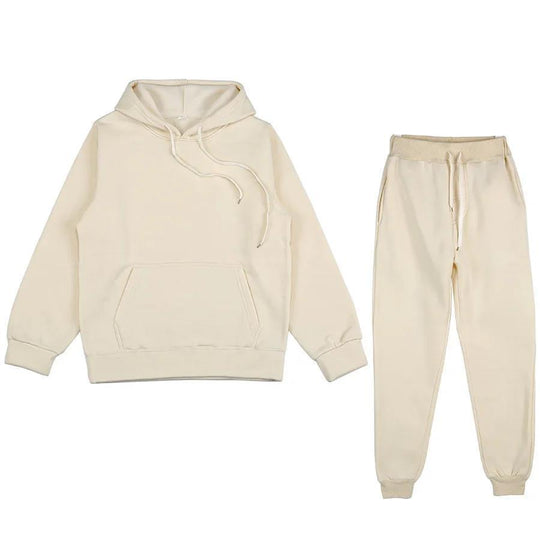 Unisex weiches Lounge-Set mit Oversize-Hoodie, taillenhoher Jogginghose und geripptem Knöchelabschluss EB