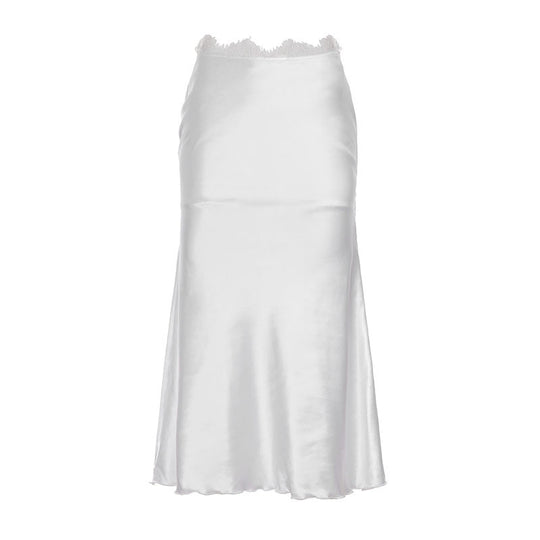 Damen elegantes Satin-Kleid mit feinen Spitzenakzenten EB
