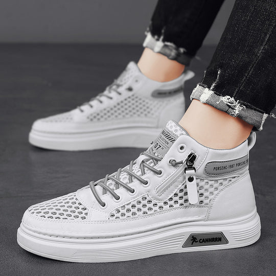 Damen modische High-Top Sneakers mit atmungsaktivem Netzdesign und rutschfester Laufsohle EB