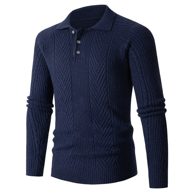 Herren Strickpullover mit klassischem Rautenmuster und Knopfleiste EB