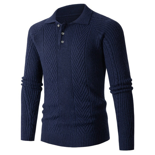 Herren Strickpullover mit klassischem Rautenmuster und Knopfleiste EB