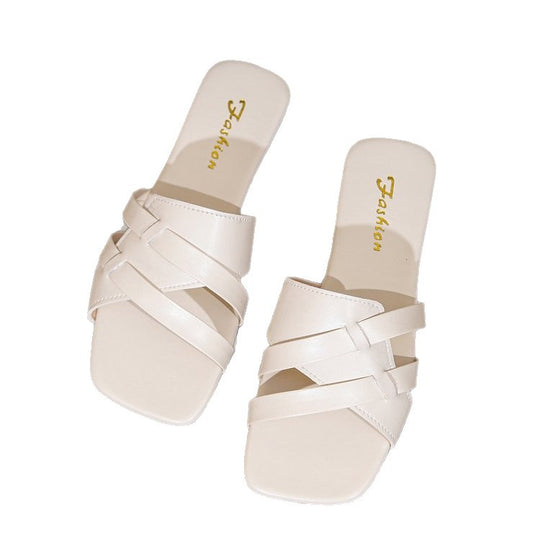 Damen offene Mules mit trendigen Riemen EB
