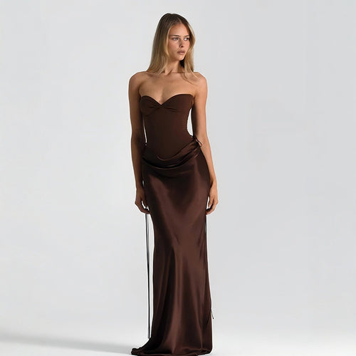 Damen elegantes figurbetontes Abendkleid mit raffiniertem Rüschendesign und verstellbaren Trägern EB