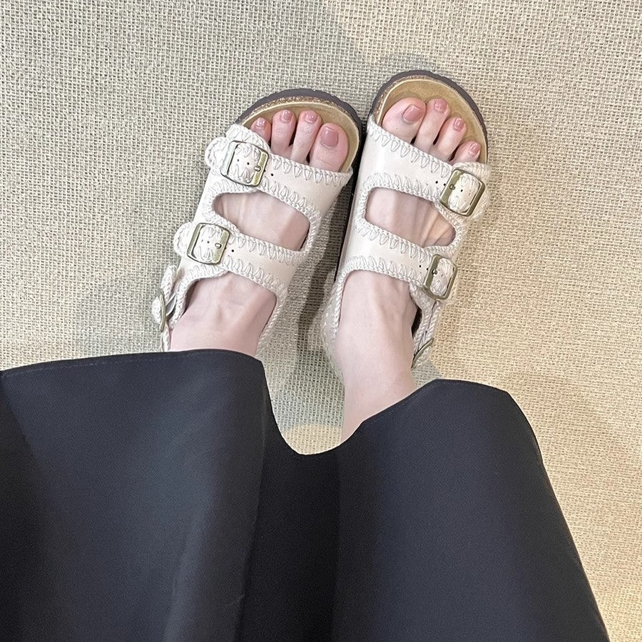Damen bequeme Clogs mit verstellbaren Schnallen und ergonomischem Fußbett EB