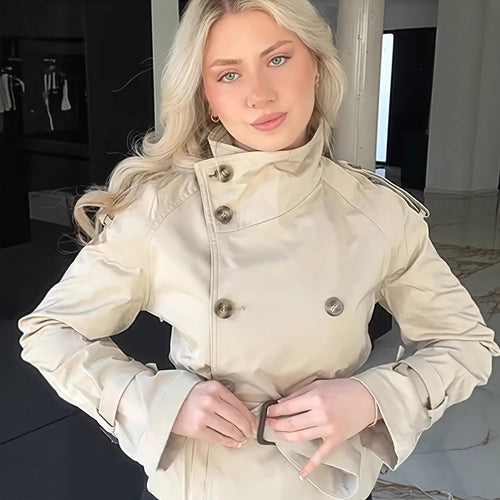 Damen Trenchcoat mit taillierter Silhouette und doppelter Knopfleiste EB