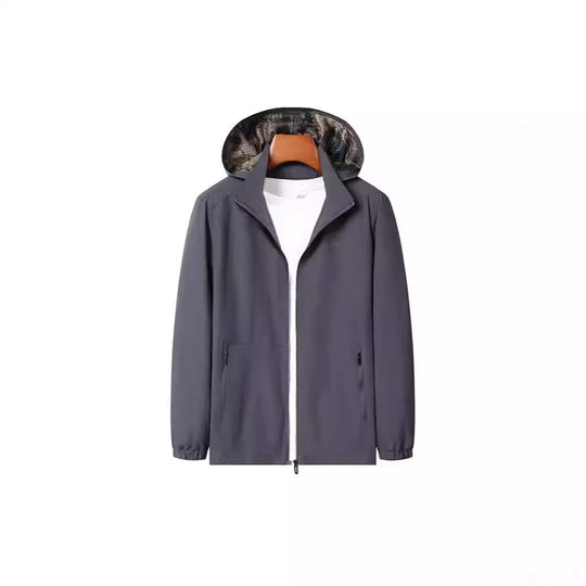 Herren Leichte Wind- und Wasserabweisende Kapuzenjacke mit Camouflage-Innenfutter EB
