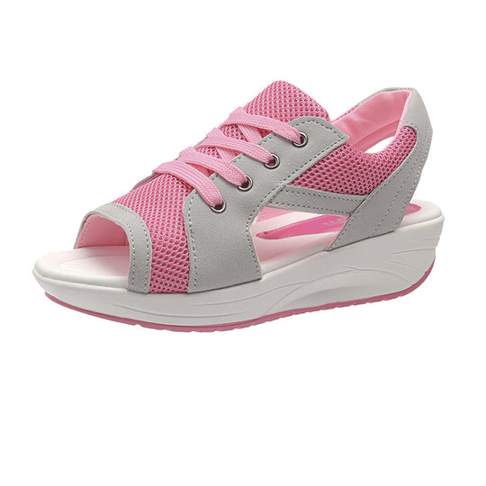 Damen Atmungsaktive Slip-On Sandalen mit hohem Plateau EB