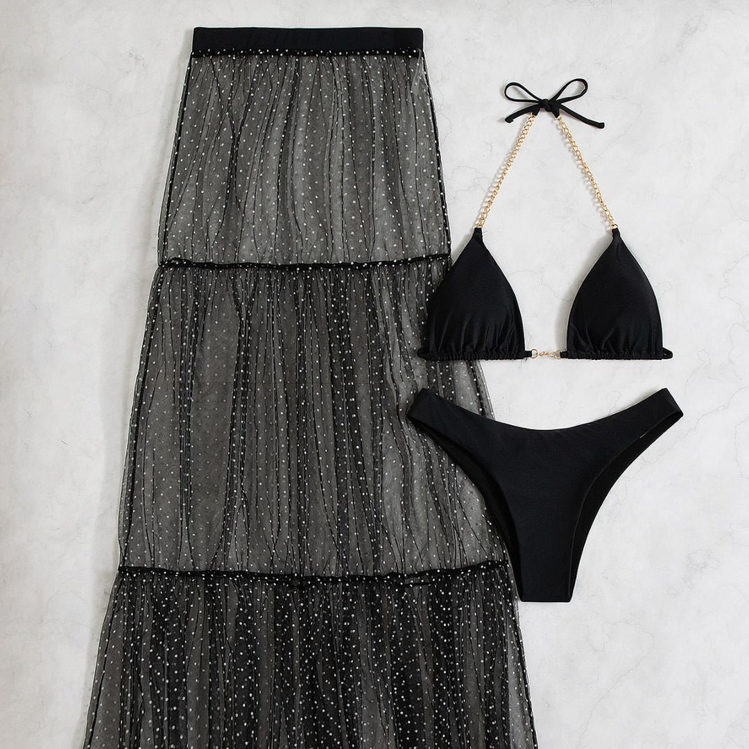 Damen transparenter Strandrock mit Punkten EB