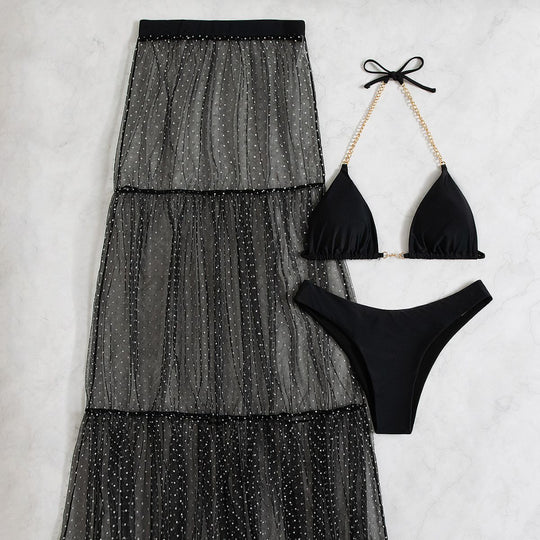 Damen transparenter Strandrock mit Punkten EB