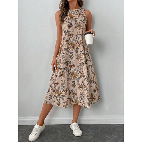 Damen Maxikleid mit floralem Muster und lockerer Passform EB