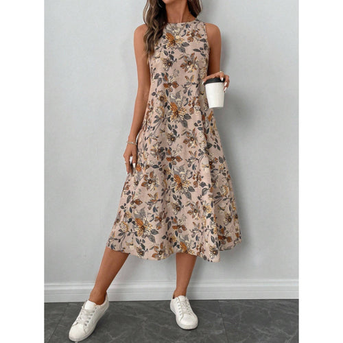 Damen Maxikleid mit floralem Muster und lockerer Passform EB