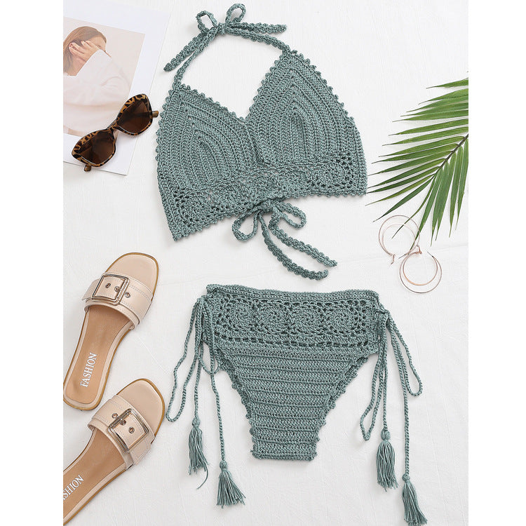Damen Häkel-Bikini-Set mit tschedderstoff und verstellbaren Trägern EB