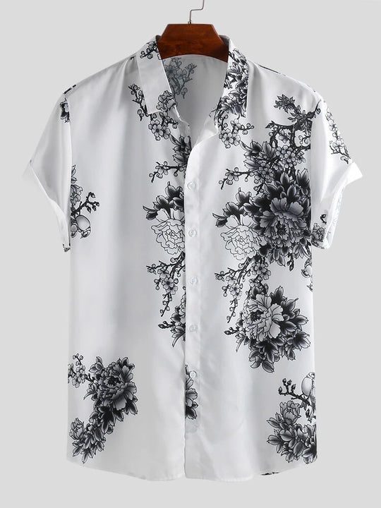 Herren Kurzarmhemd mit elegantem floralem Druck und hochwertigem Material EB