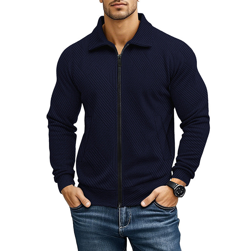 Herren bequeme und stylische Kapuzenjacke mit strukturiertem Gewebe EB